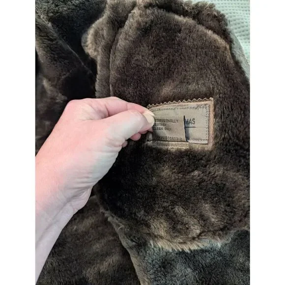 Vintage Brandon Thomas Women's Large 100% Genuine Leather Overcoat Trench Coat - Picture 4 of 8